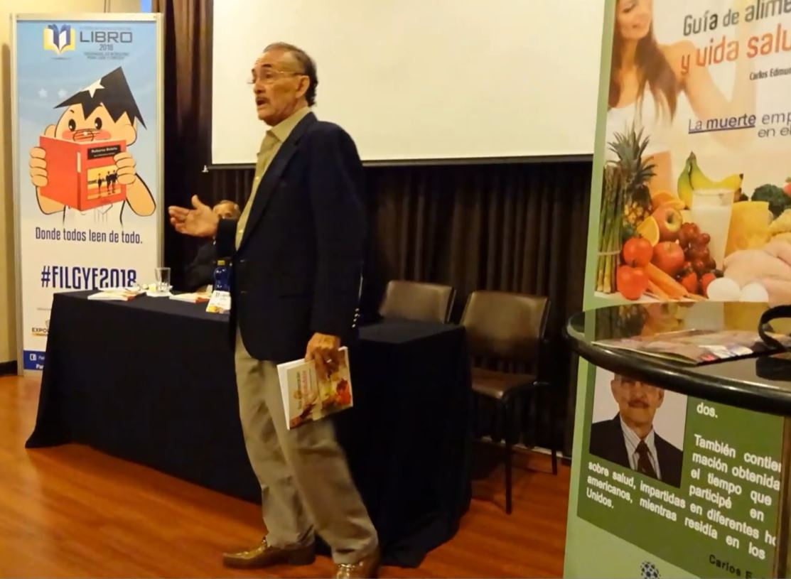Exposición autor del libro Carlos Edmundo Baquero Lanzamiento Libro Guía de Alimentación y Vida Saludable
